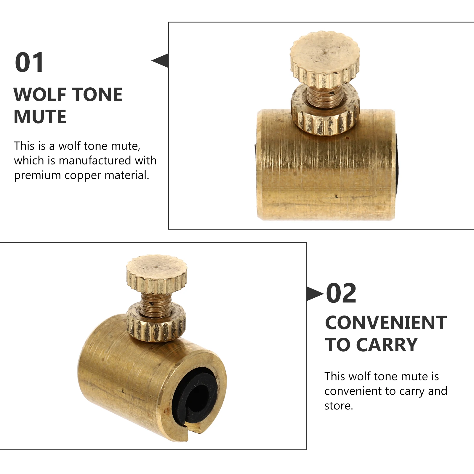 

2 Pcs Violin Practice Mute Advanced Wolf Tone Accessories Golden Small Eliminate