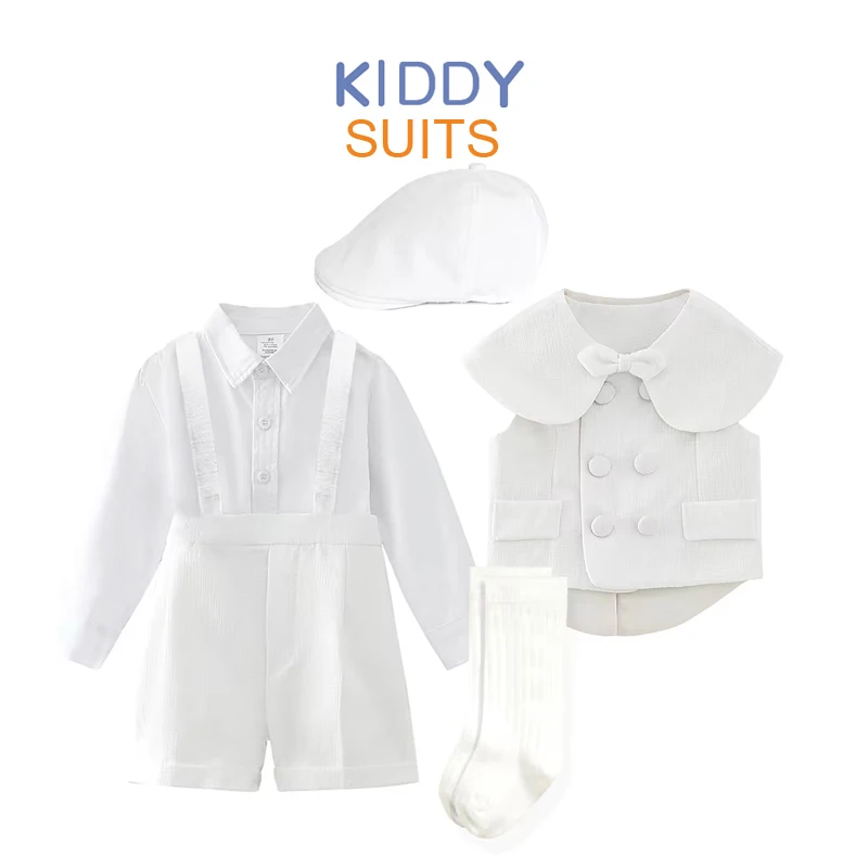 

Boy Outfit Set Boutique White Formal Suits 5pcs Baptismal Baby Boys Girls Clothing with Children 1-4 Year Birthday Party Dress