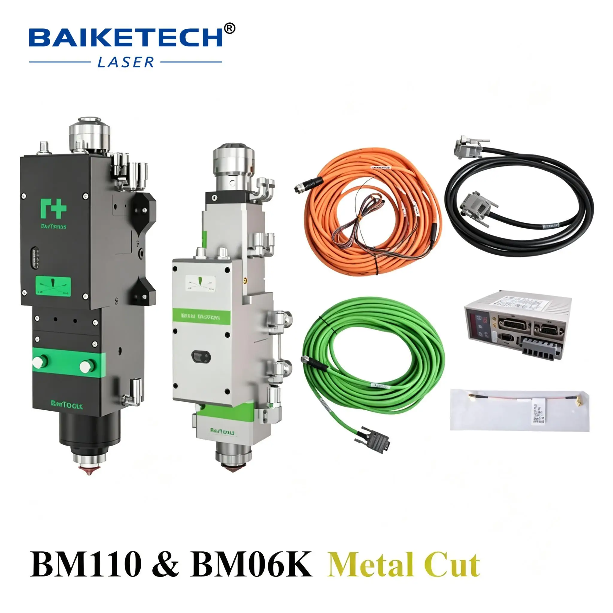 Factory Original Raytools BM110 & BM06K Auto Focus Fiber Laser Cutting Head, 0-3.3kW & 0-6kW Complete Kit with Cables