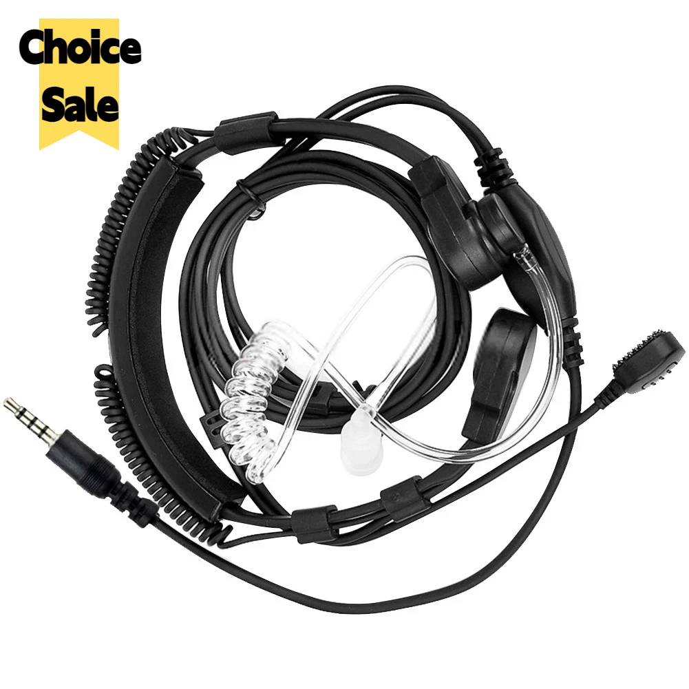 

New 3.5mm Adjustable Throat Mic Microphone Covert Acoustic Tube Earpiece Headset With Finger PTT For Mobile Phone