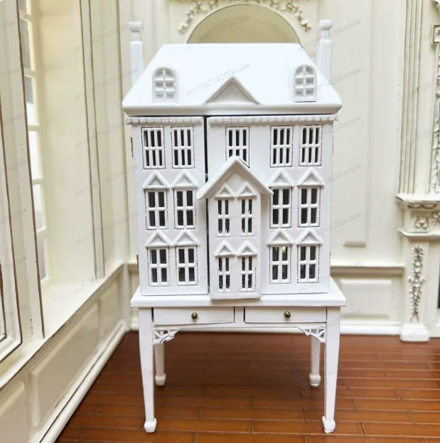 1:12 dollhouse mini model toy house vintage little villa display case