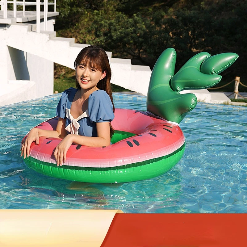 Children's Summer Watermelon Floating Inflatable Row Reclining Chair Red Swimming Ring Inflatable Armpit Cartoon Lifebuoy