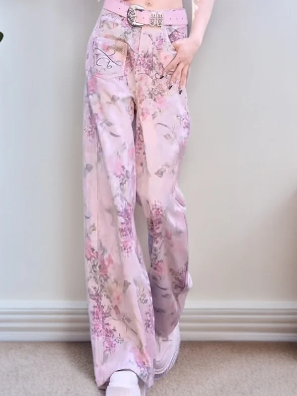 

High Waist Straight Leg Jeans Loose Fit Casual Spring Women's Premium Feeling Individual Sle Street Faion Pants