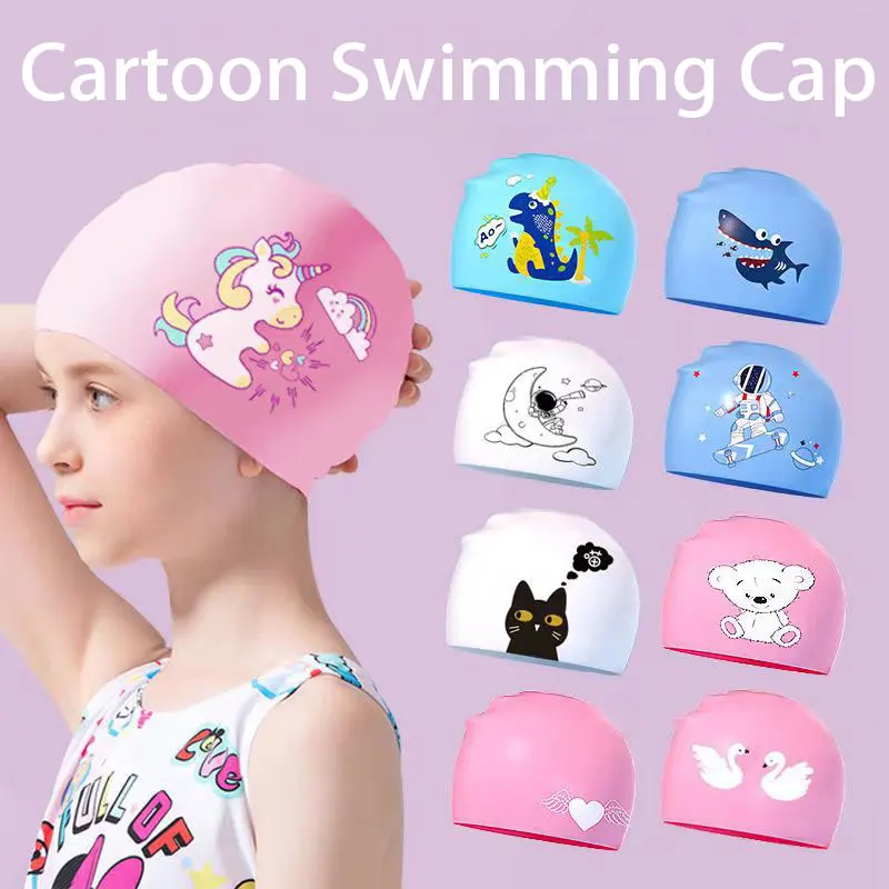 Bambini Cartoon cuffia da nuoto bambini tessuto elastico Cute Pool Sport acquatici proteggere le orecchie cappello nuotare cappelli da bagno berretti ragazzi ragazze 2024