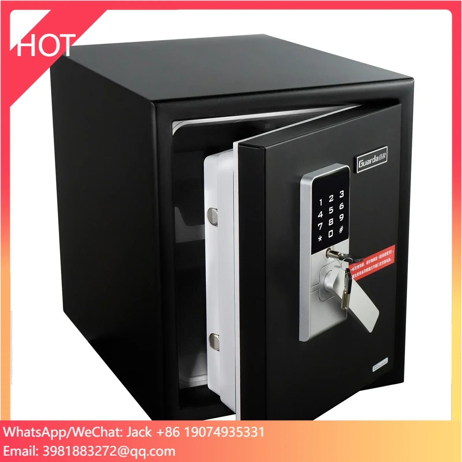 Safe Deposit Box Locker 2hr Fire Rated Safe Fireproof Vault 49.5 KG Fireproof Money Safe With Password Lock For Home - 3091SK