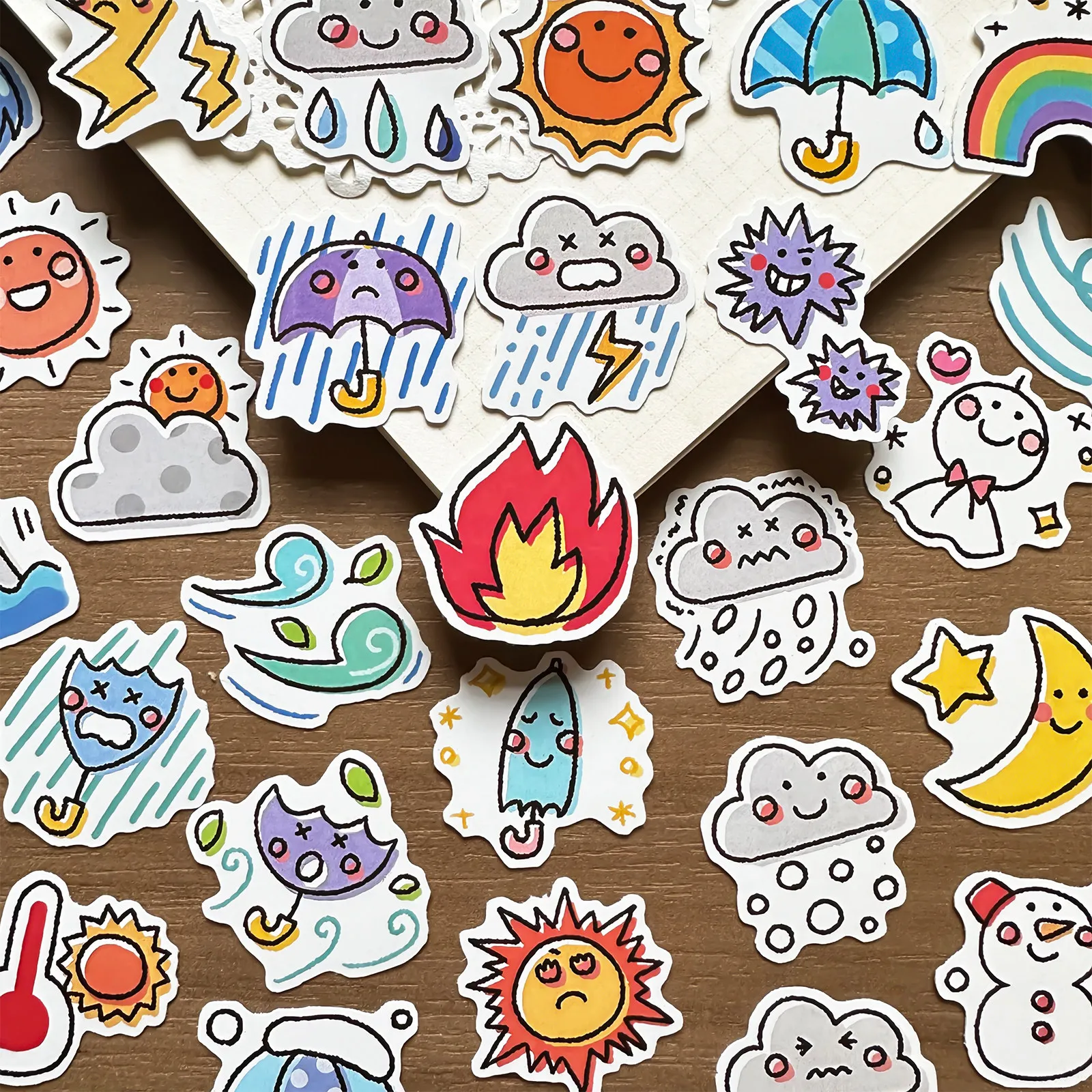 Cute Weather Forecast Expression Cartoon Stickers for Journal Handcopy Newspaper DIY Decoration