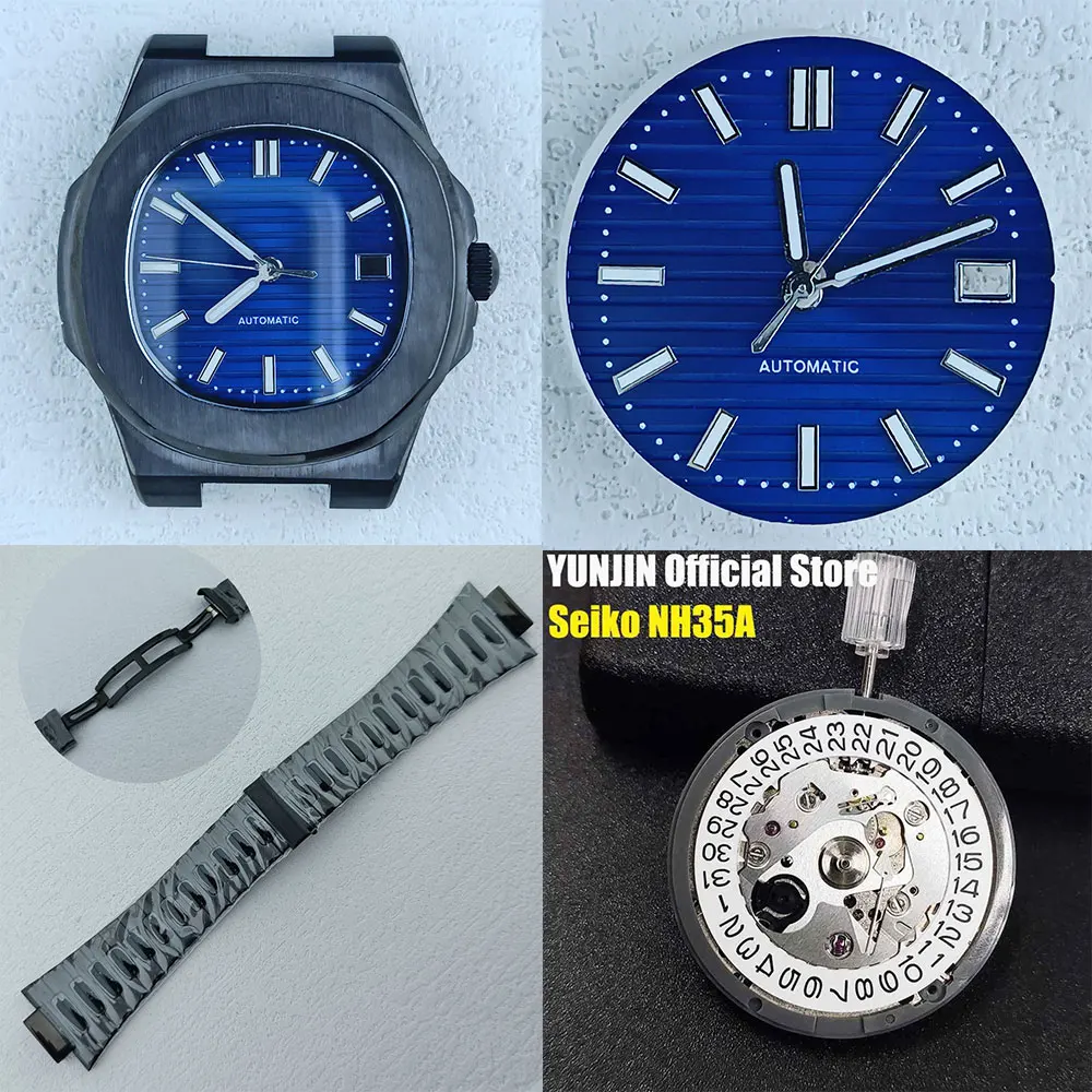 Часы из розового золота, 43 мм, модель NH35, подходит для движения NH35, из нержавеющей стали, с сапфировым стеклом, водонепроницаемость 10 бар, NH35A, черные