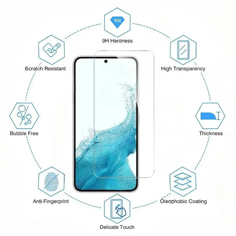 4 قطعة الزجاج المقسى لسامسونج غالاكسي S25 S24 S21 S23 FE A56 A55 5g A16 A17 A26 A36 A07 A54 واقي للشاشة طبقة رقيقة واقية