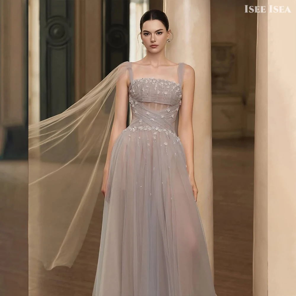 シンプルなイブニングドレスキラキラスクエアカラービーズ Vestidos デ ガラチュールエレガントウエディングドレス特別な日のドレス 2025 カスタマイズ