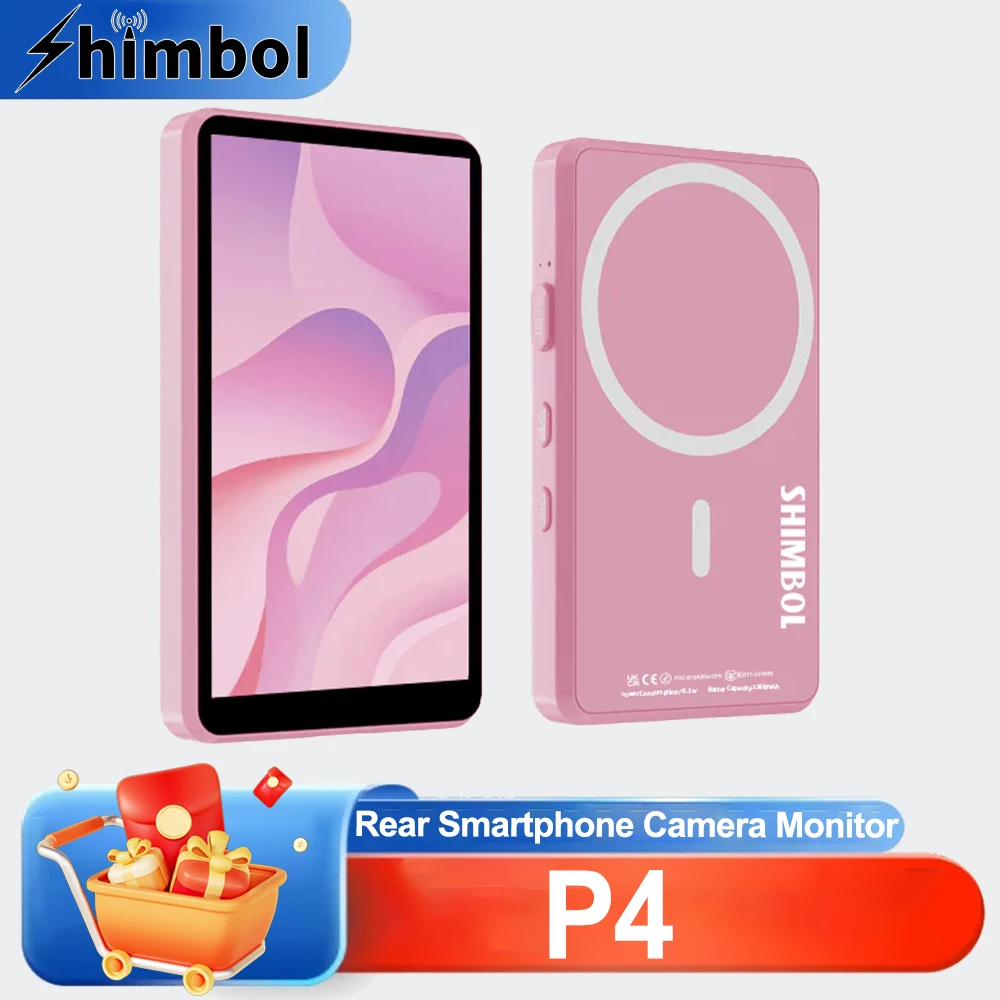 

SHIMBOL P4 Magnetic Rear-Mounted Selfie Display for Smartphones Screen Mirroring Device Travel Vlogs & Instant Selfies