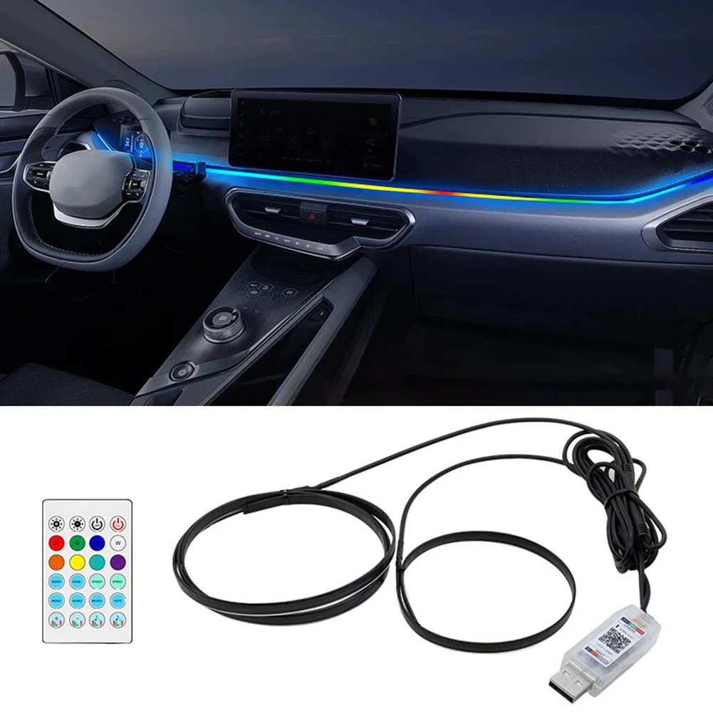 

USB Car Atmosphere Strip Lamp Remote Control Car Interior Colorful Light Flowing Decoration Light Auto Streamer Atmosphere Light
