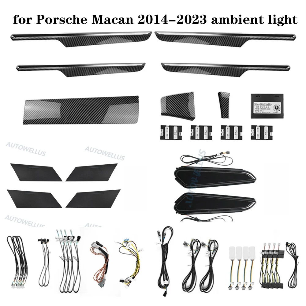 For Porsche Macan 2014-2023 LED Ambient Light illuminated Door Panel Decorate Lamps Set Decorative Atmosphere Lighting