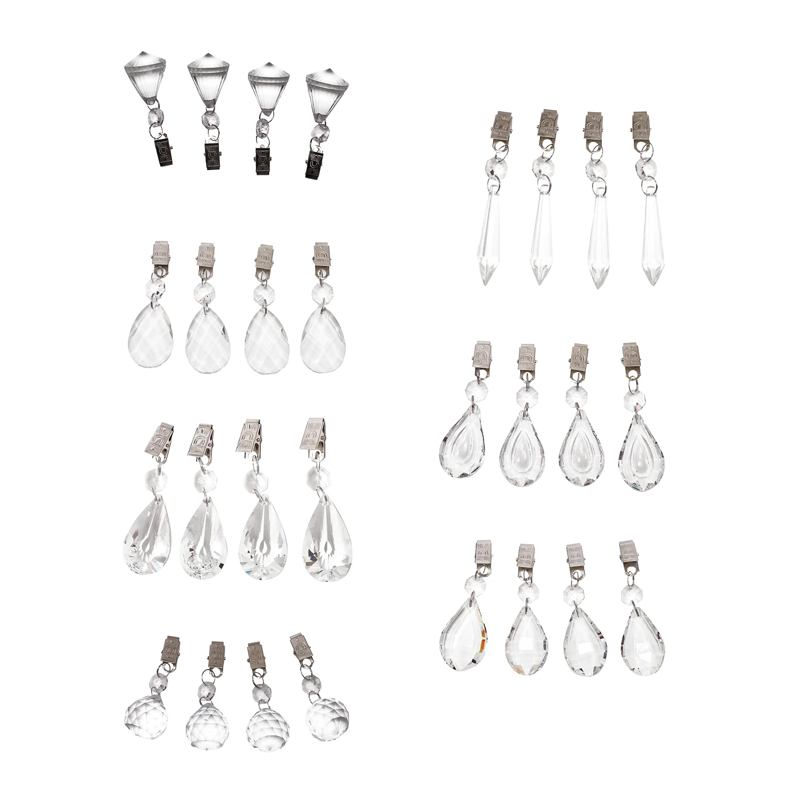 4Pcs Tablecloth Clips Crystal Glass Weights Decorative Clear Curtain Weights with Stainless Steel Clips for Family Dinner