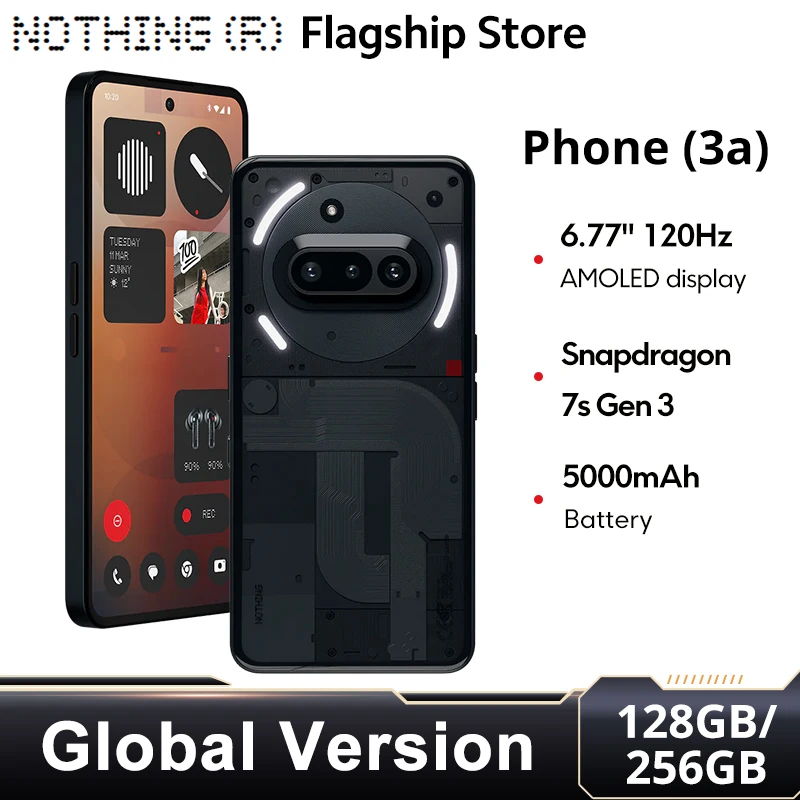 yZ[zNEW Nothing Phone(3a) 5G Snapdragon 7s Gen 3 NFC 6.77C` AMOLED Diaplsy 120Hz 50MP CJ 50W [d 5000 mAh