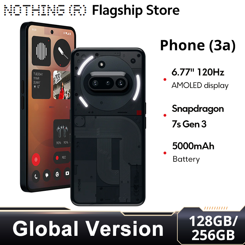  Nothing Phone 3a 5G Smartphone Snapdragon 7s Gen 3 6.77” flexible AMOLED 5000mAh 50W Charging 50MP OIS & EIS camera Android 15 