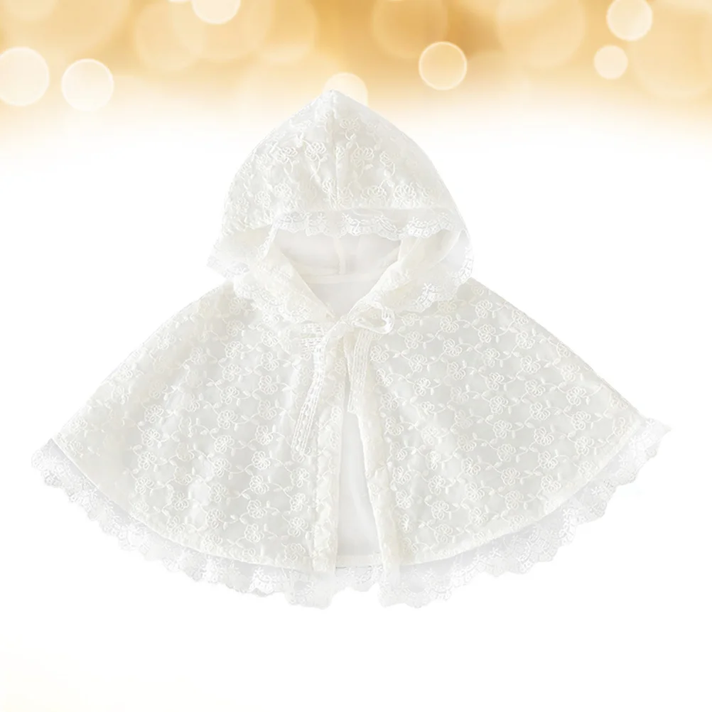 Girls Sun Protection Cape Fashion Lace Robe Performance Cloak Dress-up Costume Accessory for Girls (White, 80cm, 0-2 Years Old)