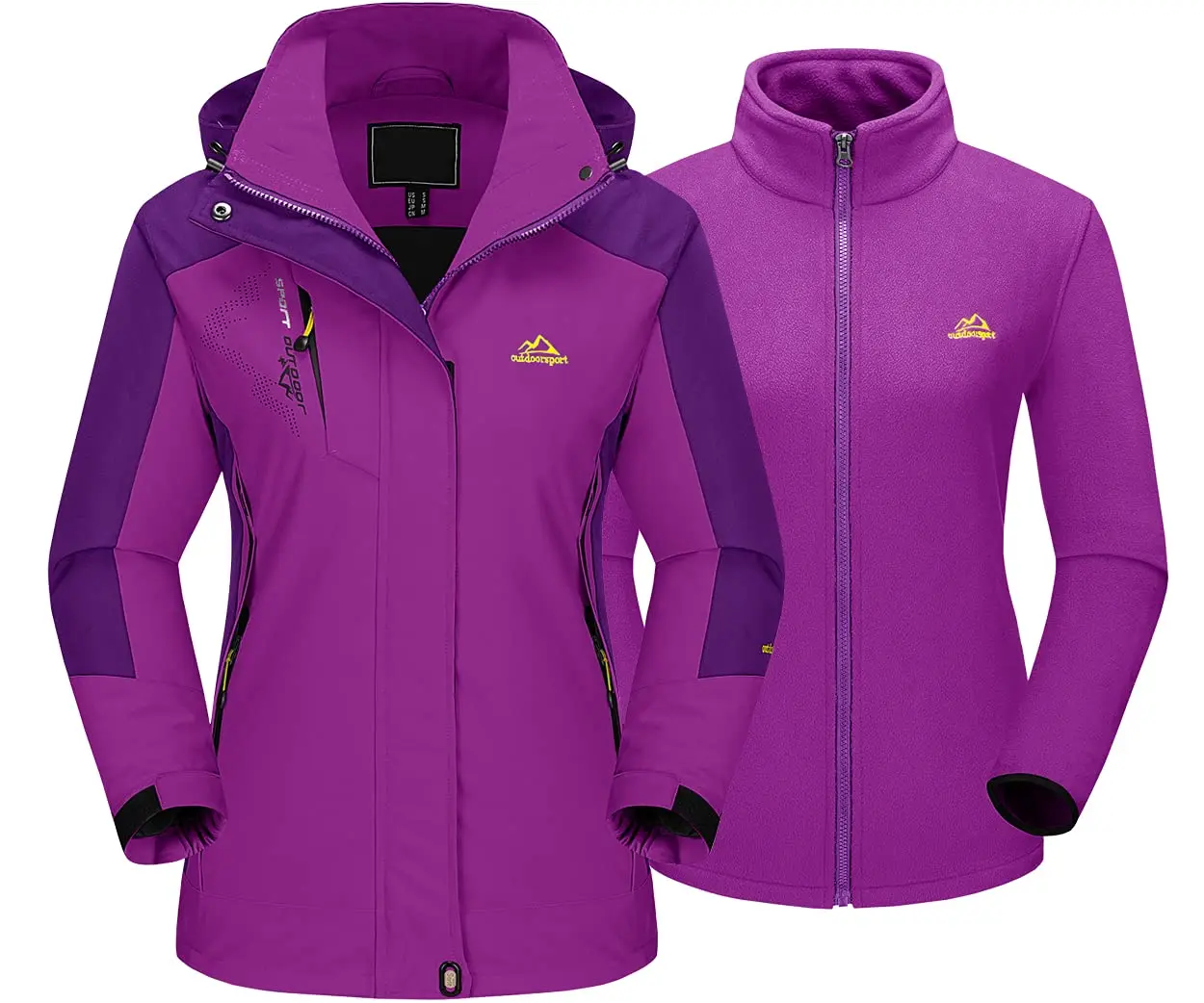 EKLENTSON Damen 3-in-1 wasserdichte Skijacke Winter Warmer Fleece-gefütterter Mantel Winddichter Parka mit Kapuze zum Snowboarden Wandern Outdoo – Detail 15