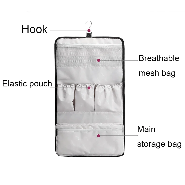 Vintage Style Compact  Kit Hook Design Convenient  Nylon Folding Travel Makeup Organizer