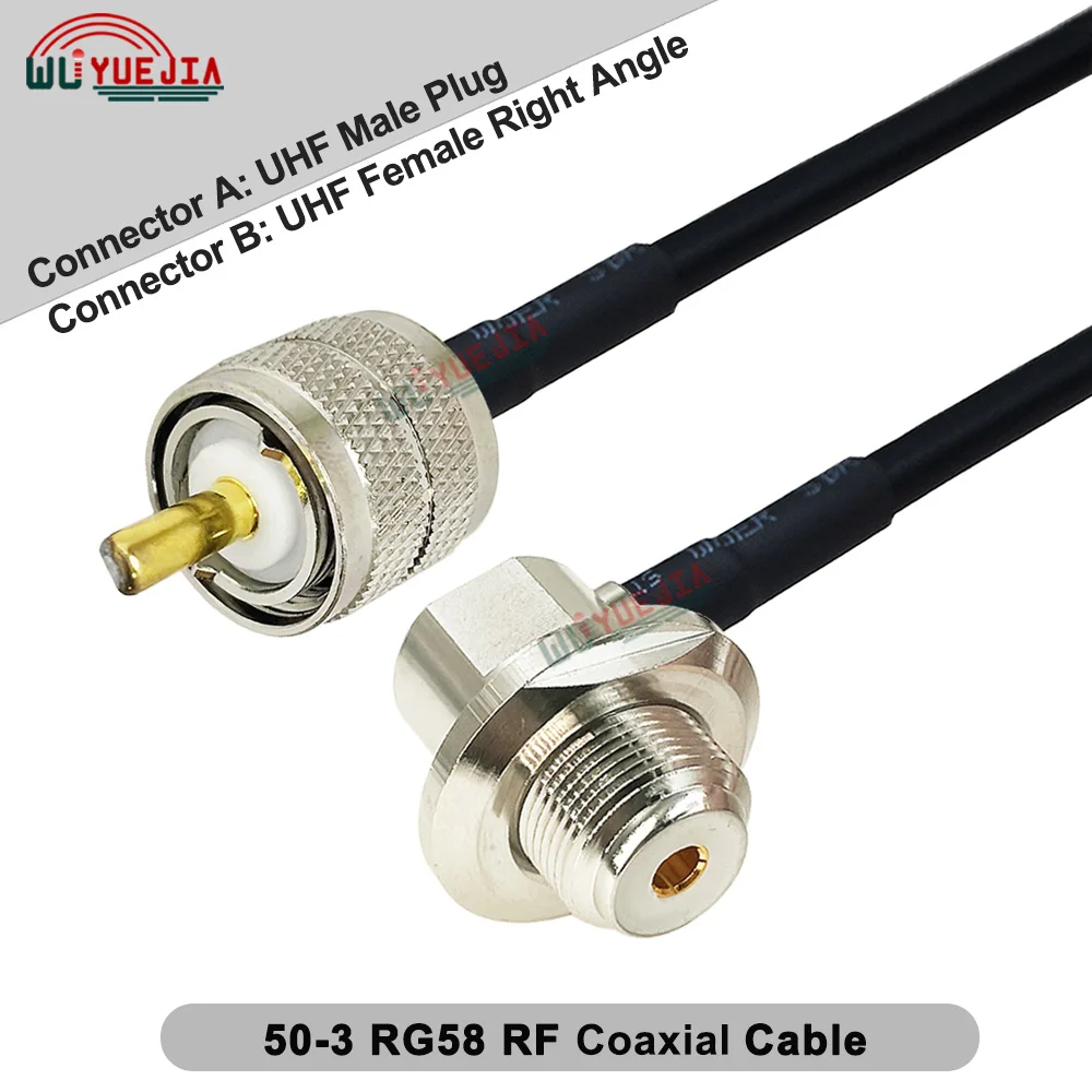 0.1 ~ 30 متر RG58 كابل PL-259 SO-239 UHF ذكر التوصيل إلى SL16 UHF أنثى جاك الحاجز موصل 50-3 RG-58/U RF كابل محوري