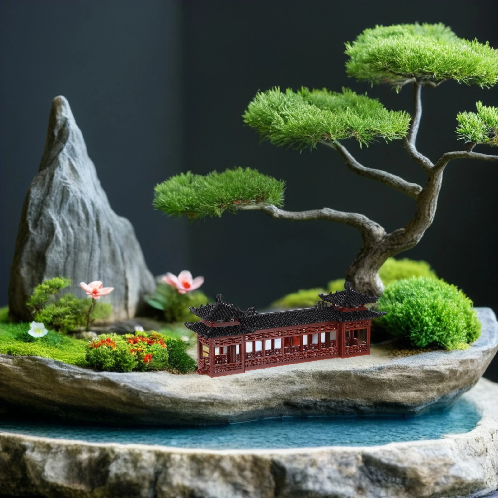 

Miniature Asian Pavilion Unique Ancient Corridor Plastic Chinese Style Building Decoration Micro Garden Accessories