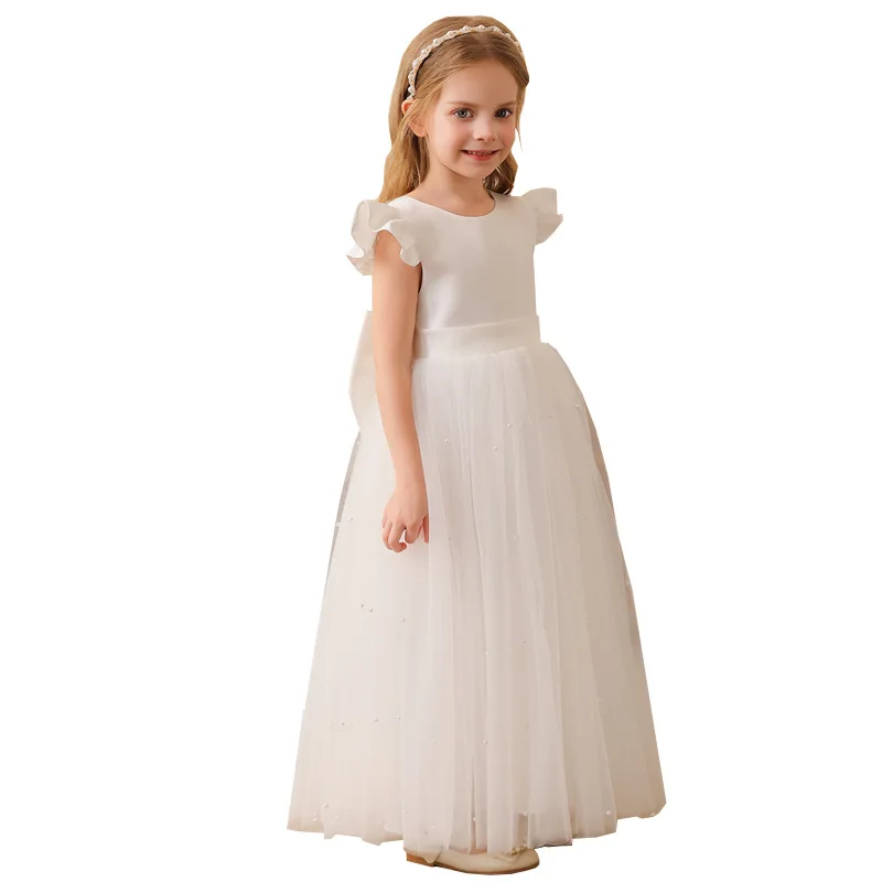 Vestido largo de princesa para niña - Vestido de tul para puesta en escena y fiesta de niños grandes