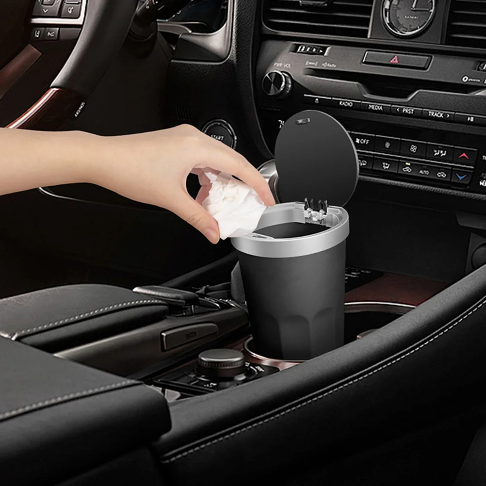 

Cup Holder Small Portable Trash Can For Mini Garbage Bin With Lid Car Trash Can Cup Holder High Hardness Not Easily Deformed For
