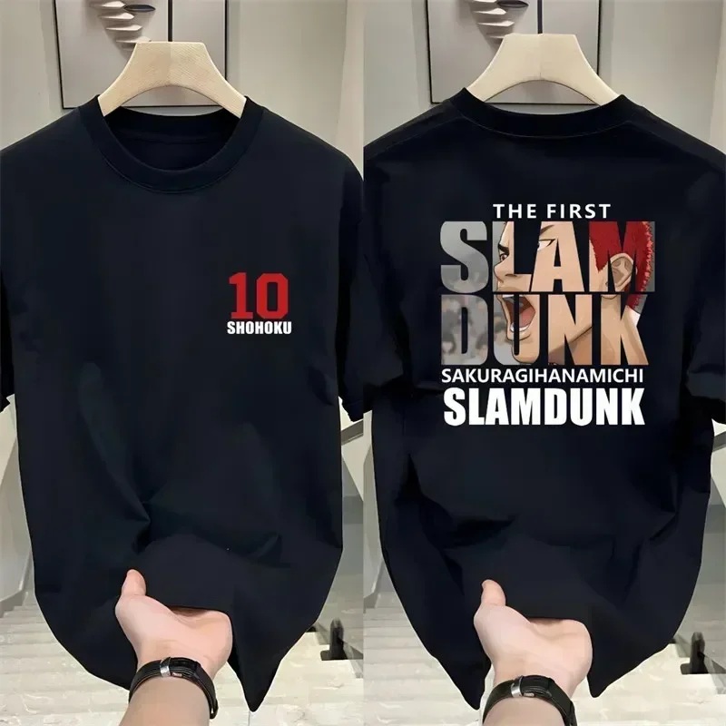 

OverSize японский мультфильм баскетбол женская хлопковая футболка Slam Dunk летние удобные рукава модные повседневные мужские футболки для спорта