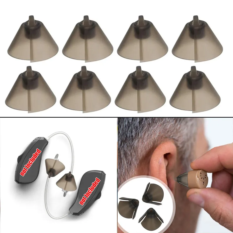 10PCS Hearing Aid Domes Fit for Hearing Aid Standard Receiver Tulip Domes Gray Split Ear Rub Piece Hearing Amplifier