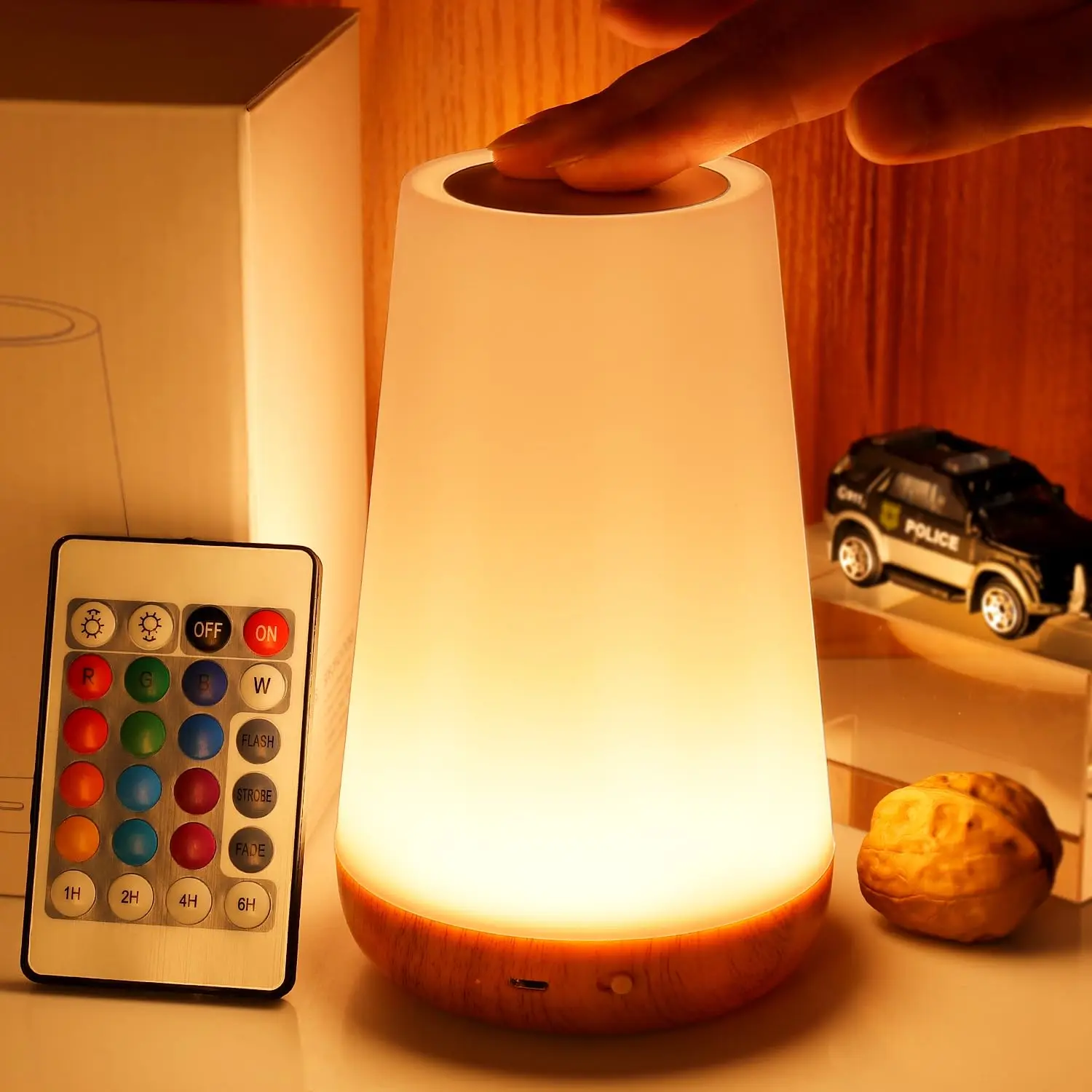 LED Night Light Dimmable Touch Remote Control Bedside Table Lamp Rechargeable 13 RGB Colors for Home Children Bedroom Decoration