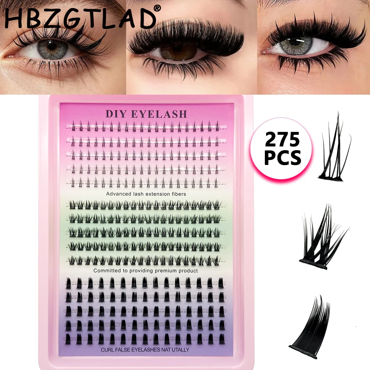 HBZGTLAD Bottom&Spiky Lashes Clusters Volume Individual Lashes Cluster Extensions Spikes Lashes Clusters DIY Fairy/Manga Eyelash