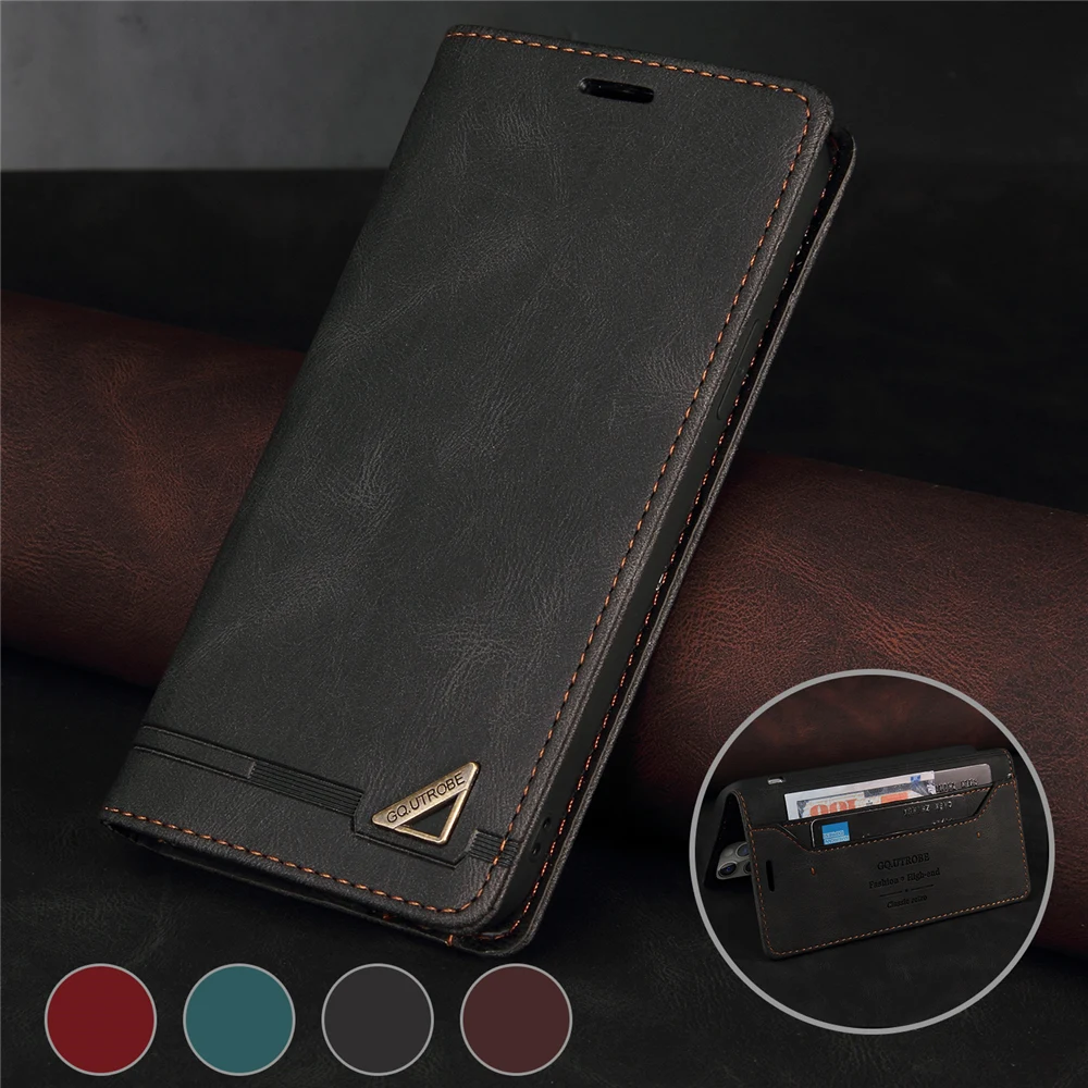 Leather Case For Xiaomi RedMi Note 12S 11S 10S 9S 12 11 10 9 8 7 Pro Plus + RedMi 12C 12 9A 9C 10C 5G Anti-theft Brush Wallet