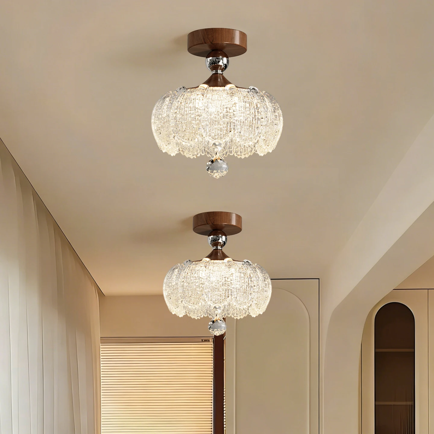 

Modern Led Chandelier For Hallway Corridor Lamps Kitchen Indoor Lighting Home Decoration Fixture Glossy Black Wood Grainlamp