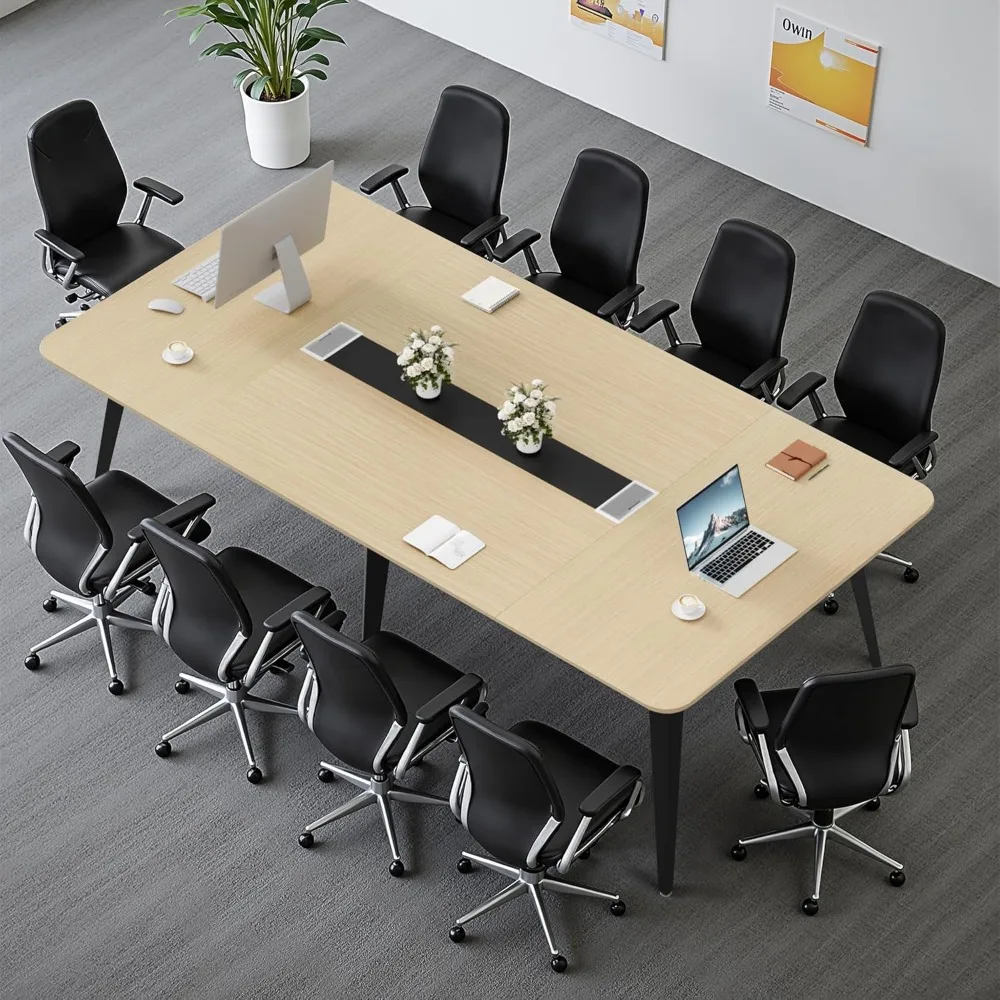 

8FT Conference Table – 94.48” Meeting & Seminar Table with Cable Grommets, Boardroom Workstation for Office Conferences