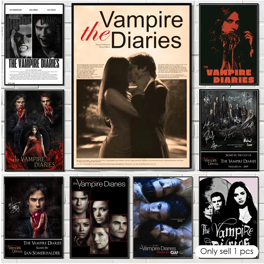 The V-Vampire Diaries Movie Painting Calligraphy Cotton Canvas Wall Art Poster HD Print Modern Home Decor Painting