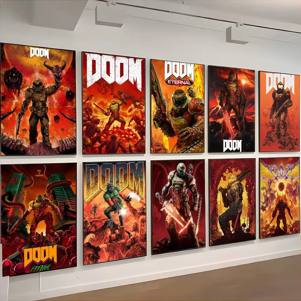 ملصق لعبة Doom عالي الدقة على الحائط اللاصق المقاوم للماء وغرفة المعيشة المنزلية وغرفة النوم والديكور الجمالي