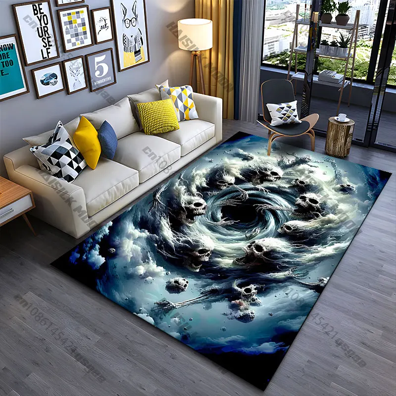 Skulls swirling in dark vortex carpet Yoga living room room decor children's crawling mat doormat area rug games mat