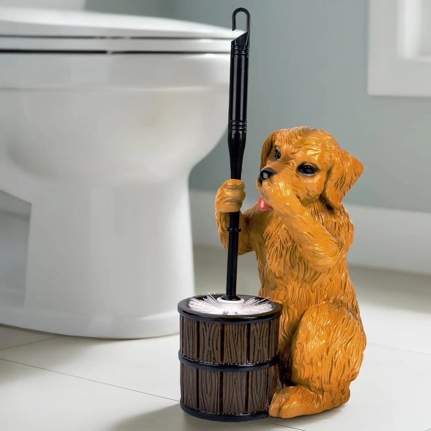 

Набор для унитаза: держатель для туалетной щетки и щетка с очень милым основанием в виде собачки, прочные, для унитаза.