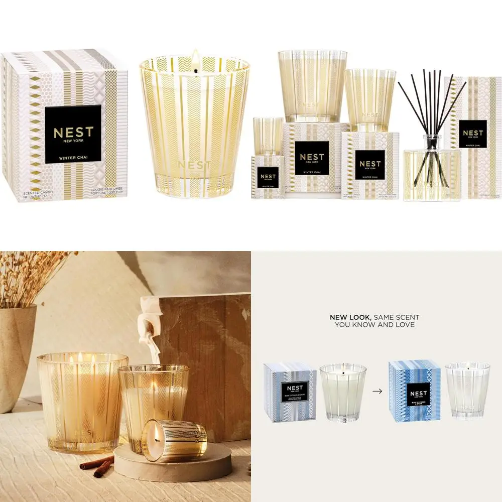 Vela clásica perfumada Winter Chai 8,1 oz de larga duración hasta 60 horas recipiente de vidrio reutilizable