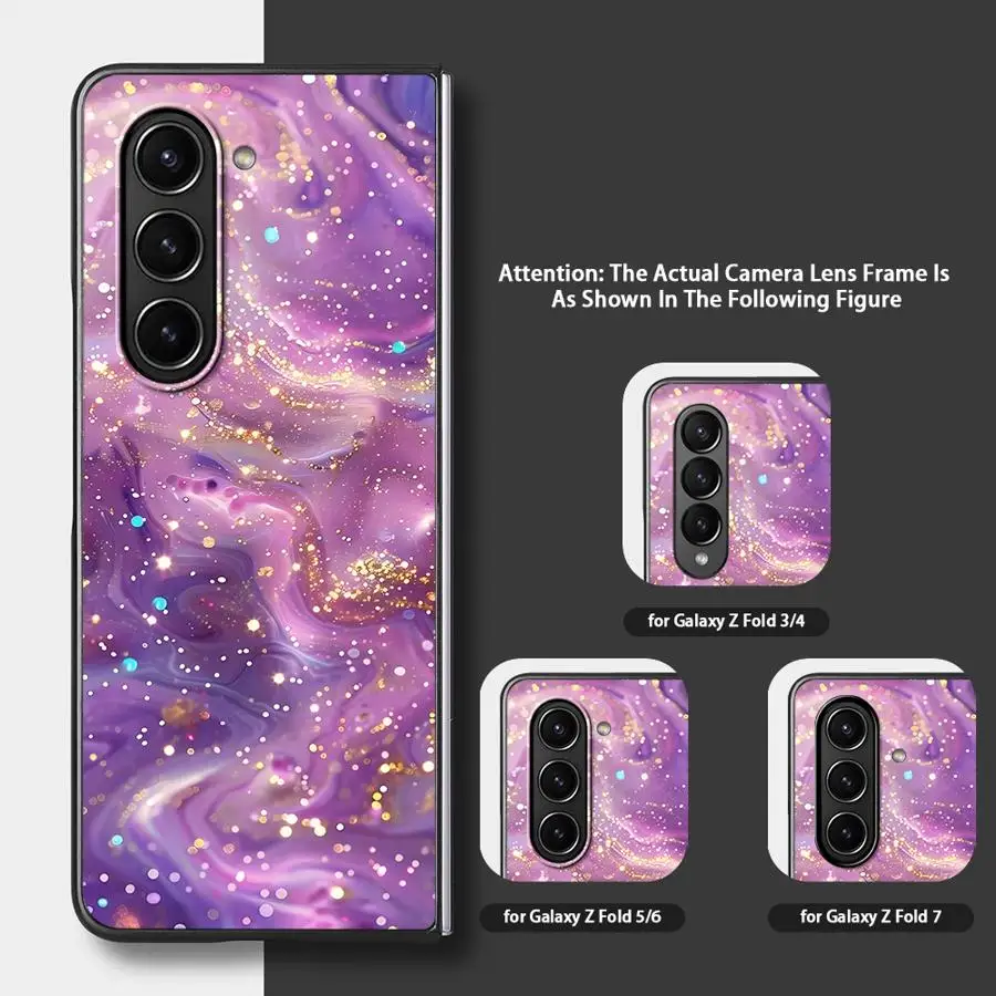 Purple Colorful Pattern Case for Samsung Galaxy ZFold5 Z Fold 7 6 5 4 3 ZFold6 ZFold7 ZFold3 ZFold4 Back Phone Cover
