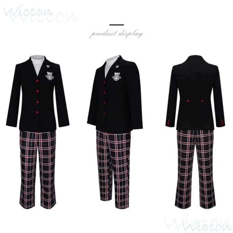 Spiel Persona 5 Anime Amiya Ren Schuluniform Cosplay P5R Cosplay Kostüm schwarz Kostüm Perücke Set Party spielen Spiel Outfit für Männer