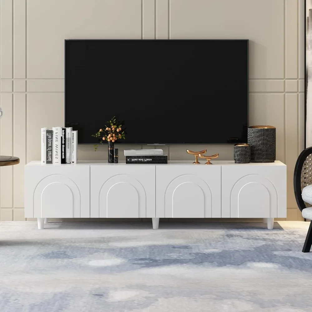 

78.7" W TV Stand with 4 Carved Doors, Modern Entertainment Center with Storage, Media Console Table TV Cabinet