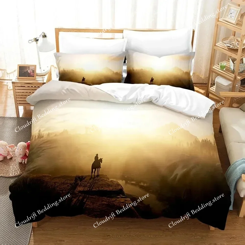 Game Red Dead Redemption Bedding Set Boys Girls Twin Queen Size Duvet Cover Pillowcase Bed Kids Adult Home Textileextile026