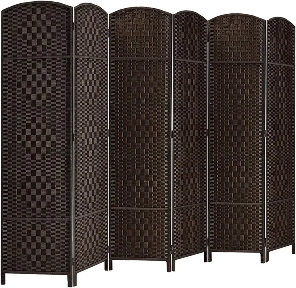 16in Privacy Screen 6 Panel Dark Coffee Space Temporary Wall Foldable Partition Separation