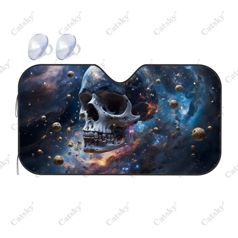 Abstract Creepy Skull Car Windshield Sunshade, Front Auto Car Windshield Sun Shade Blocks Uv Rays Sun Visor Protector