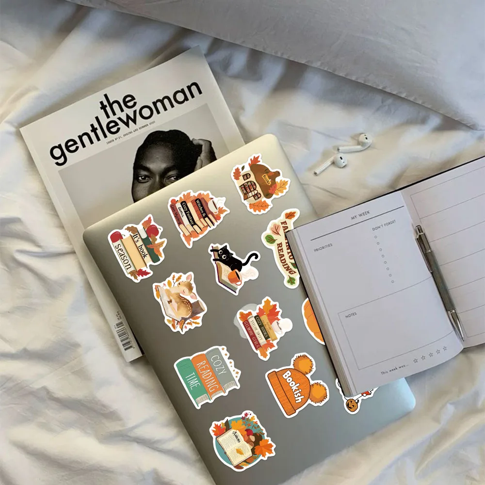 50PCS Bookish Fall Stickers Retro Style Graffiti Decals For Scrapbook Laptop Refrigerator Student Tablet Cartoon Toy Stickers