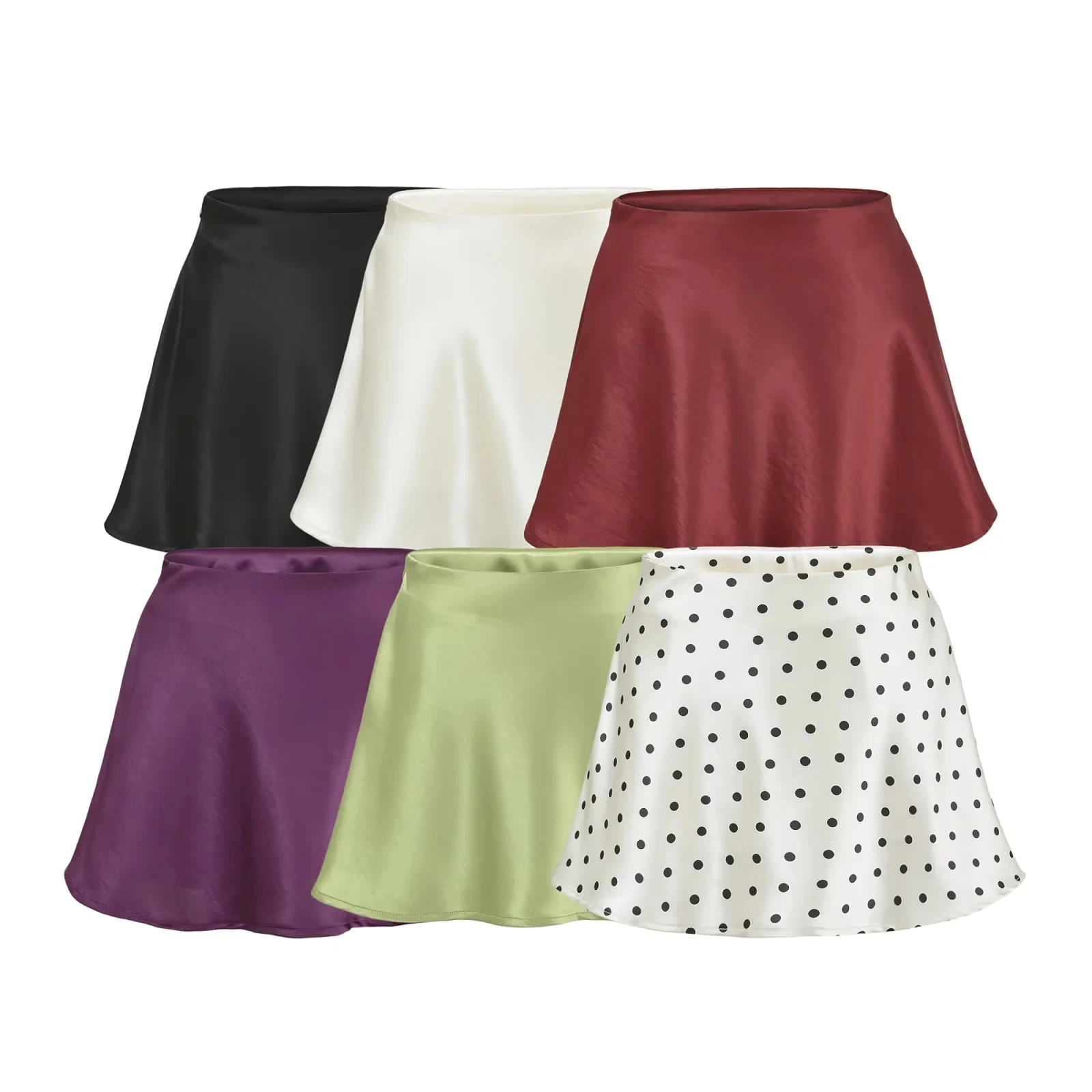 Pure Desire Polka Dot A-Line  Skirt Women's Summer Design Sense Satin Base Slimming Anti-Light Sexy Short Skirt