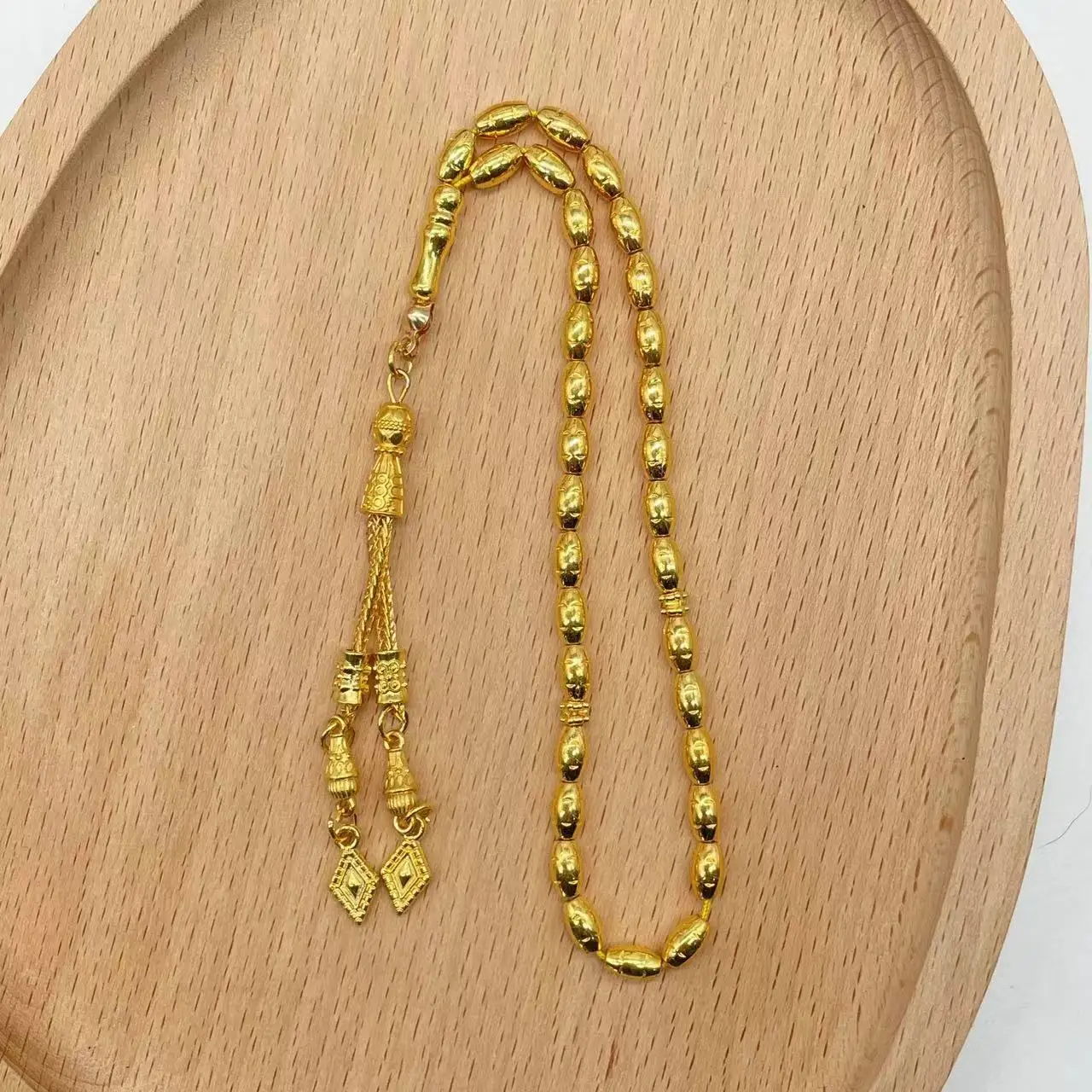 Elegant Alloy Prayer Beads, 4x7mm Gold/Silver Tasbih for Muslim, Solid Color Islamic Rosary, Perfect Daily Gift for Men & Women