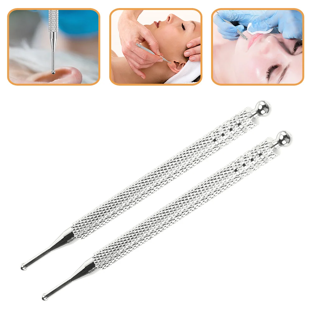 

2 Pcs Auricular Acupuncture Ear Point Probe Massager Acupressure Tools Face Stainless Steel Pen Acupoint