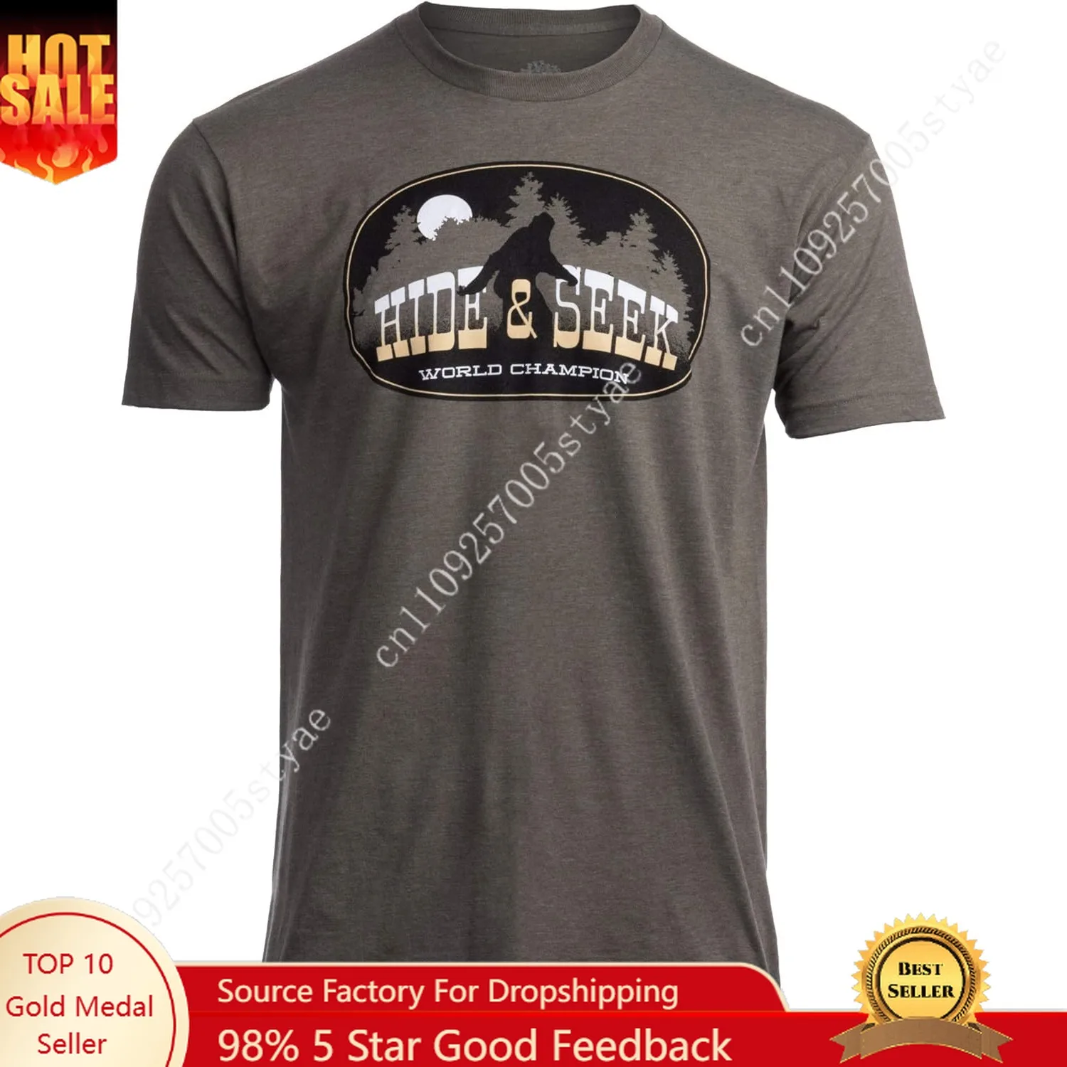 Bigfoot & Sasquatch Tees: Hide & Seek Champion Squatchin Funny Saying Phrase Men T-Shirt for Men