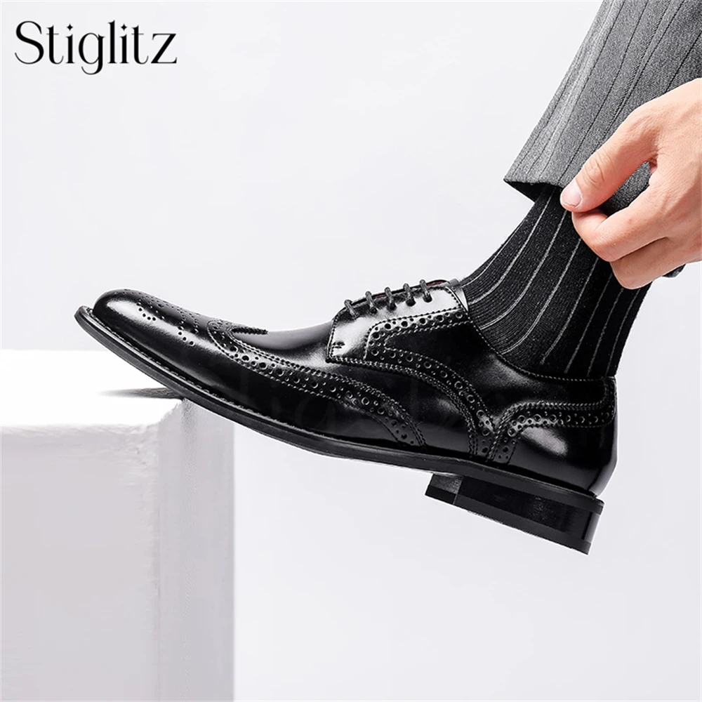 

Carved Oxford Shoes Handmade Haute Couture Luxurious Business Dress Shoes Retro Style Elegant Leather Shoes for Men New Arrivals